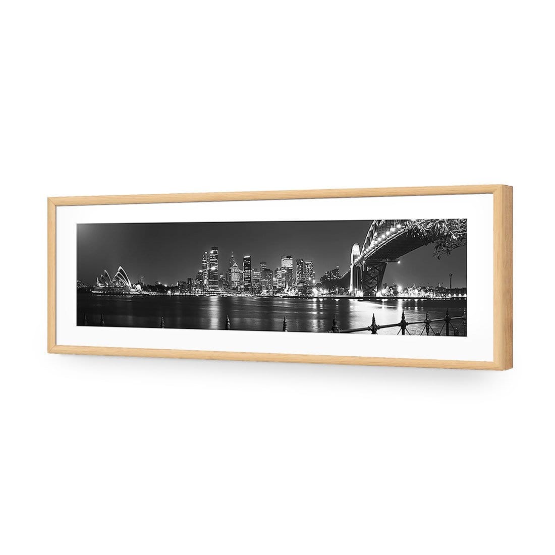 Sydney Harbour, Black and White - Bridge on Right - Wall Art Designs - 334_BL_H WAD_AP - 030 - MAT_90x30_S - 2538 - OAK