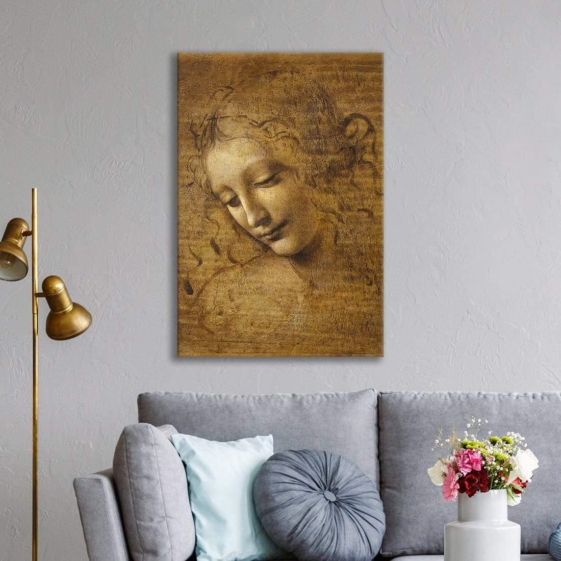 The Head of a Woman by Leonardo da Vinci - Wall Art Designs - 3830_AR_V WAD_CP - MPY - 260 - M - S - S_45x30_NONE