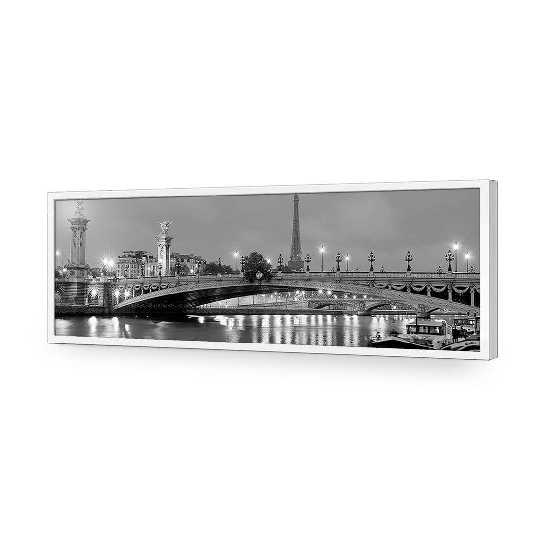 The Seine at Night Black and White (Long) - Wall Art Designs - 442_BL_H WAD_AP - 030 - EDG_90x30_S - 2538 - WHT