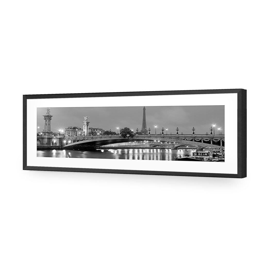 The Seine at Night Black and White (Long) - Wall Art Designs - 442_BL_H WAD_AP - 030 - MAT_90x30_S - 2538 - BLK