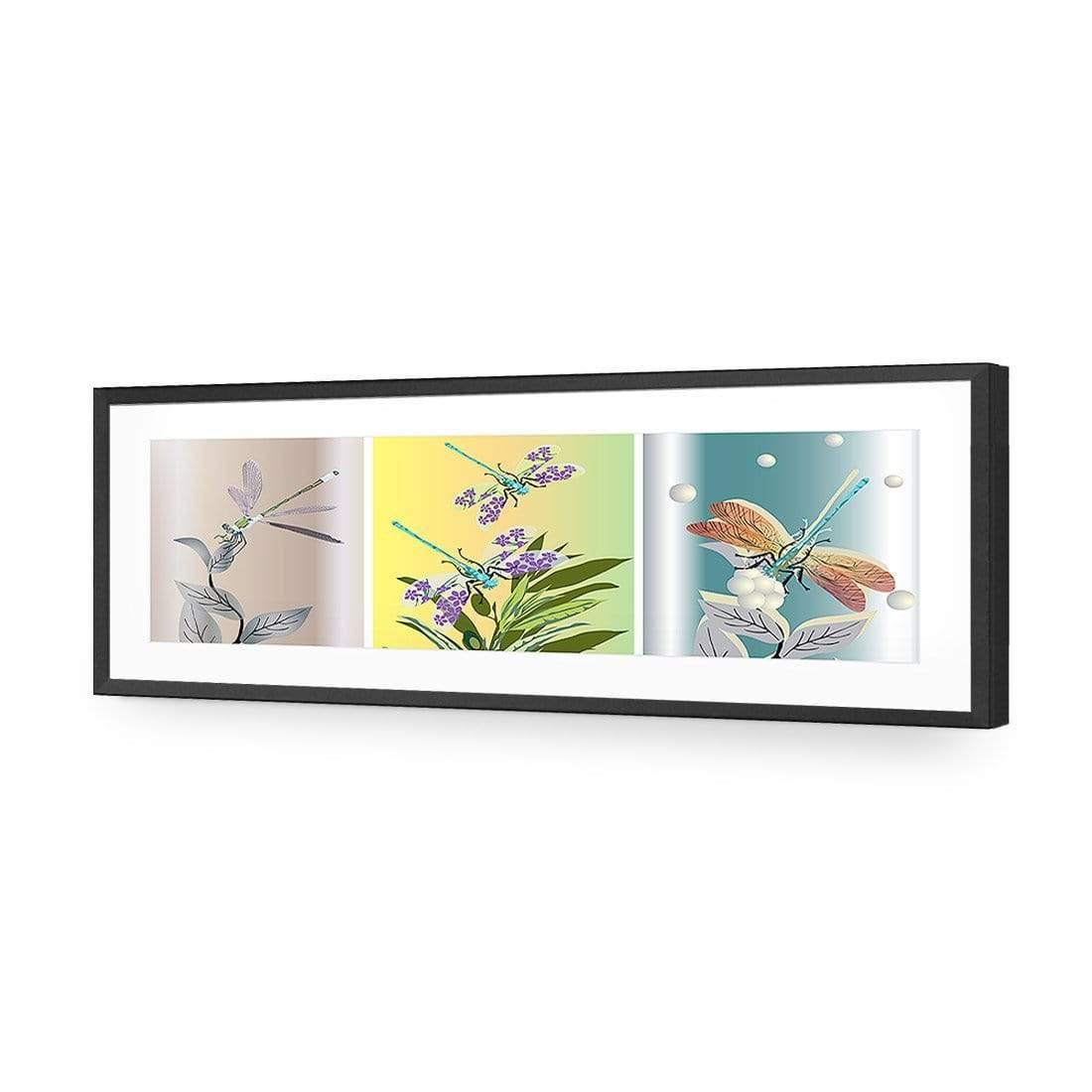 Trio of Dragonflies (long) - Wall Art Designs - 555_AL_H WAD_AP - 030 - MAT_90x30_S - 2538 - BLK