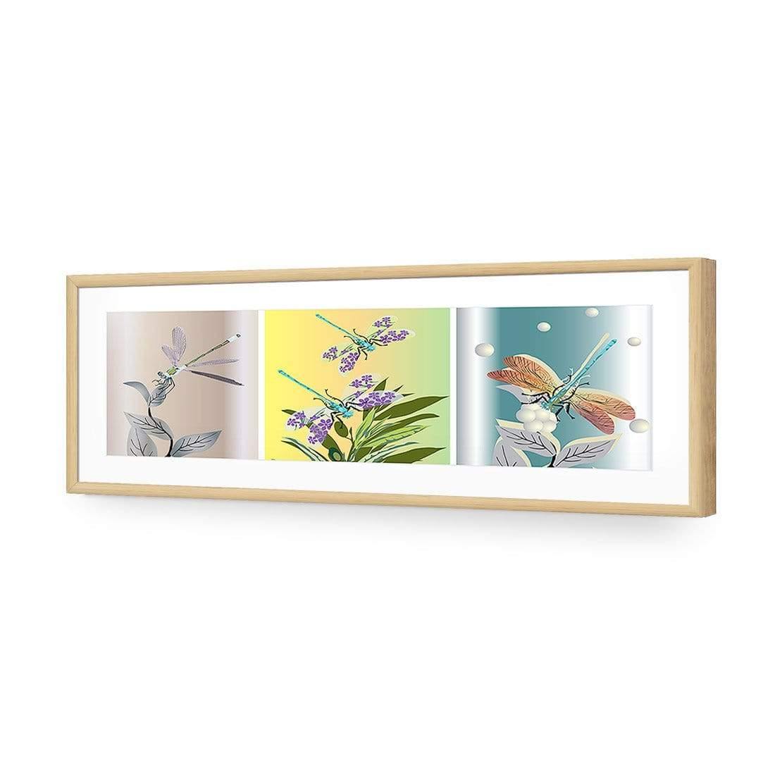 Trio of Dragonflies (long) - Wall Art Designs - 555_AL_H WAD_AP - 030 - MAT_90x30_S - 2538 - OAK