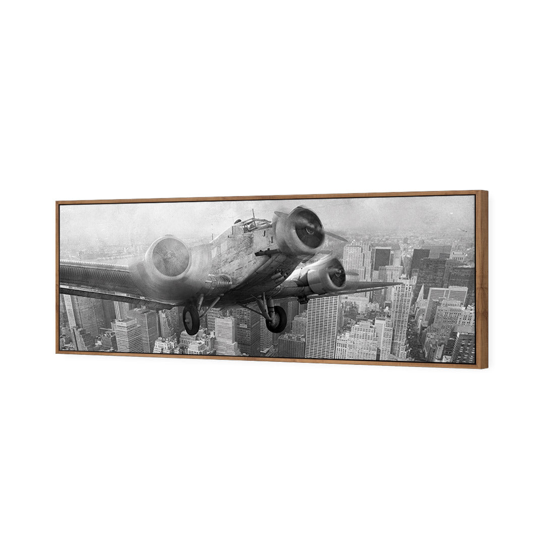 Vintage Plane over Manhattan, Black and White - Wall Art Designs - 1290_BL_H WAD_CP - MPY - 260 - M - S - S_60x20_S - 1550 - NAT