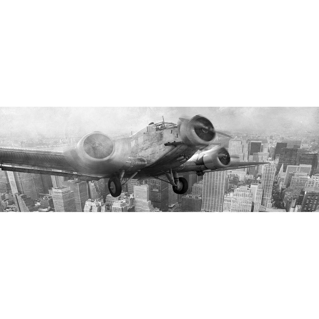 Vintage Plane over Manhattan, Black and White - Wall Art Designs - 1290_BL_H WAD_CP - MPY - 260 - M - S - S_60x20_NONE