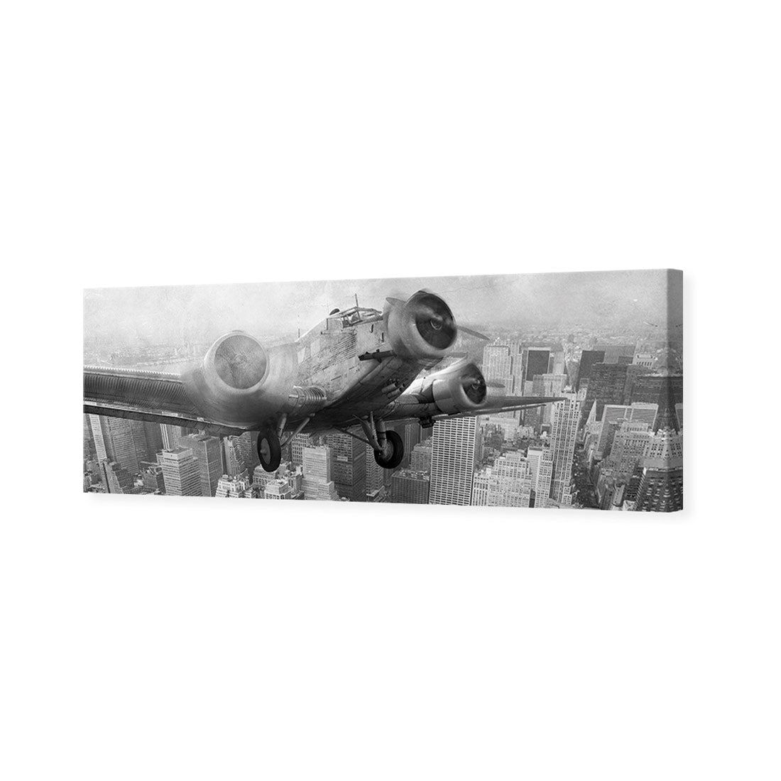 Vintage Plane over Manhattan, Black and White - Wall Art Designs - 1290_BL_H WAD_CP - MPY - 260 - M - S - S_60x20_NONE