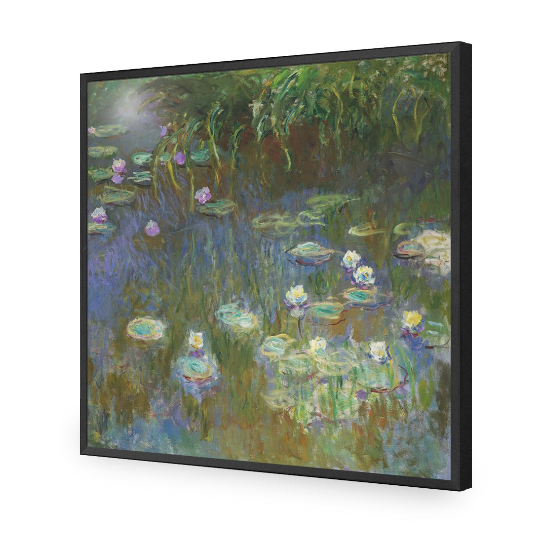 White and Purple Water Lilies By Monet - Wall Art Designs - 3402_AS_Q WAD_AP - 030 - EDG_37x37_S - 2538 - BLK