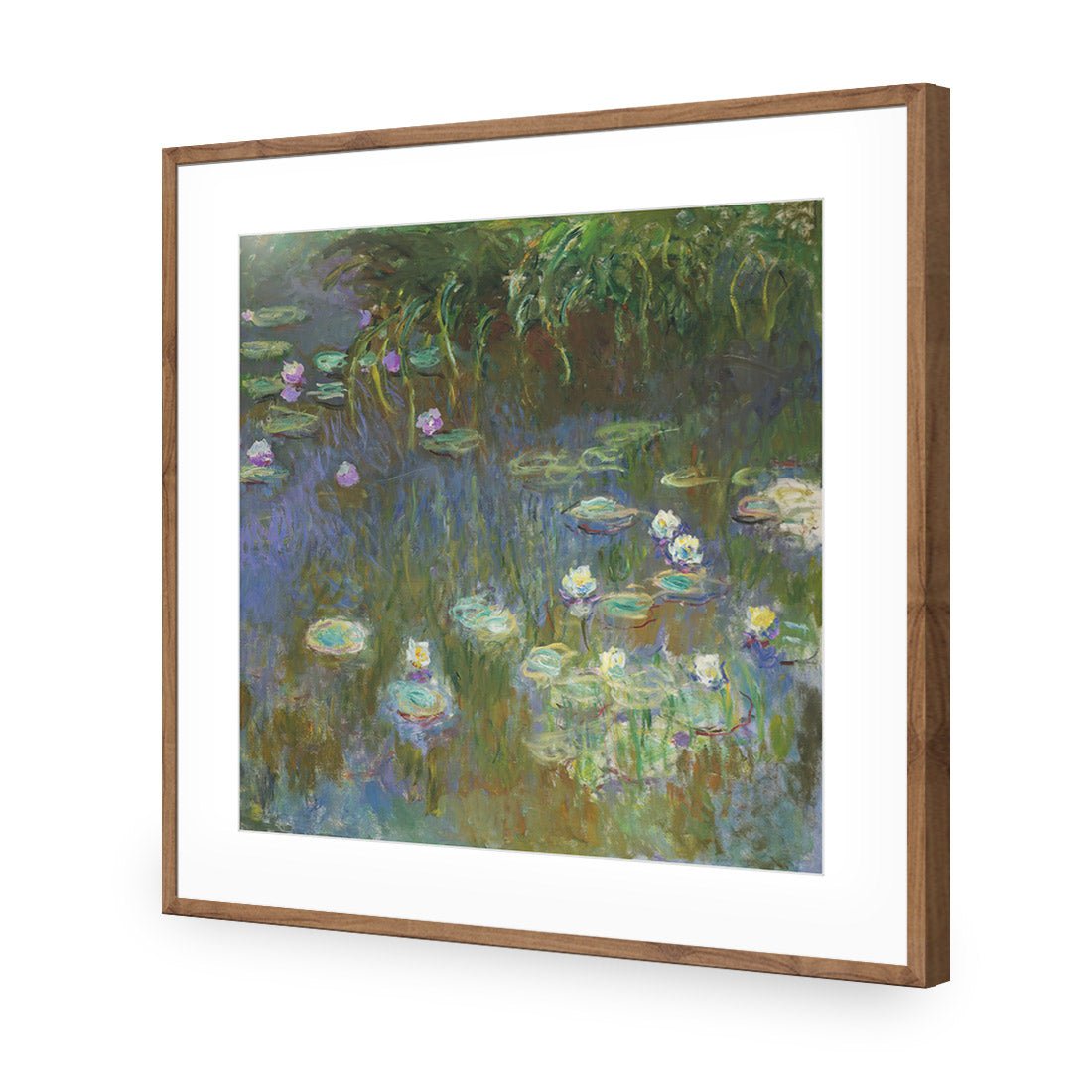 White and Purple Water Lilies By Monet - Wall Art Designs - 3402_AS_Q WAD_AP - 030 - MAT_37x37_S - 2538 - NAT