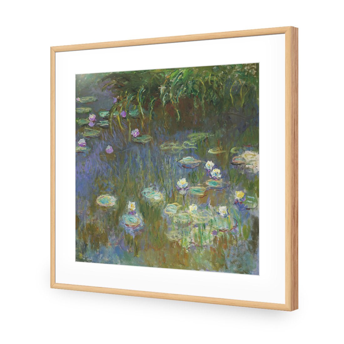 White and Purple Water Lilies By Monet - Wall Art Designs - 3402_AS_Q WAD_AP - 030 - MAT_37x37_S - 2538 - OAK