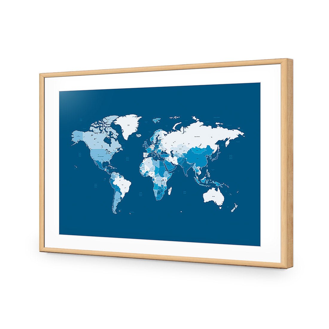 World Map, Blue - Wall Art Designs - 146_AR_H WAD_AP - 030 - MAT_45x30_S - 2538 - OAK