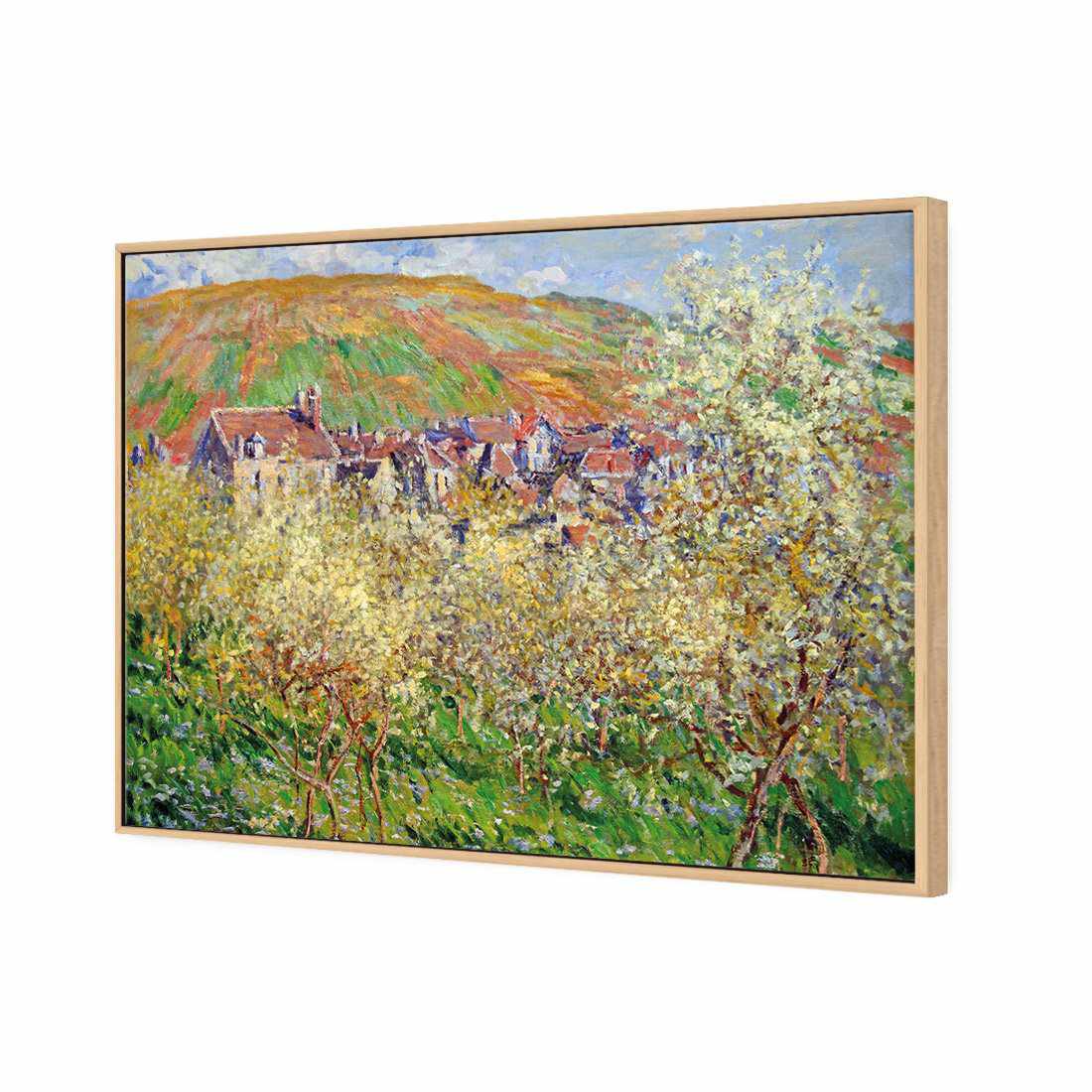 Plum Trees in Blossom - Monet Canvas Art-Canvas-Wall Art Designs-45x30cm-Canvas - Oak Frame-Wall Art Designs