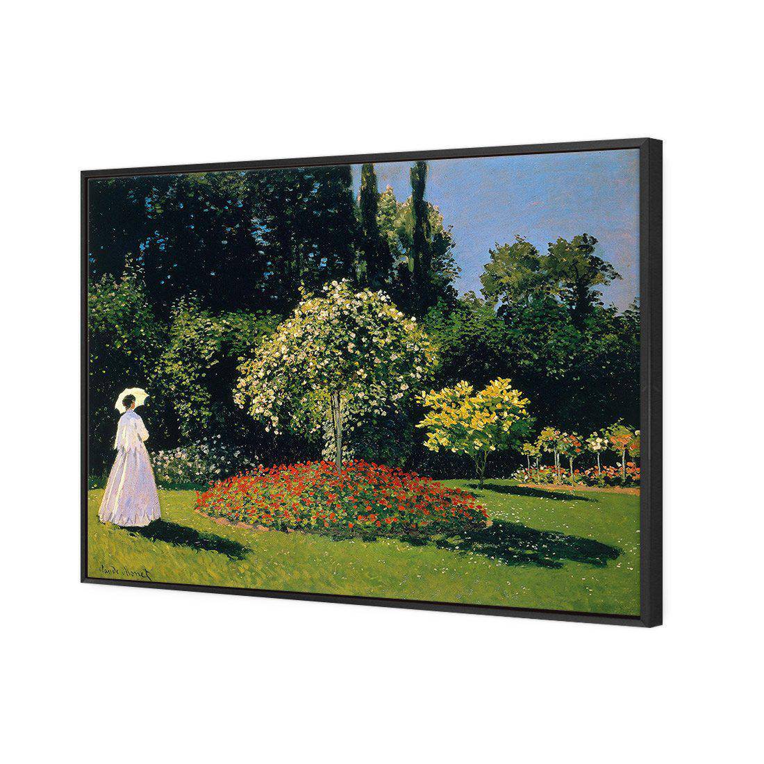 Woman In A Garden - Monet Canvas Art-Canvas-Wall Art Designs-45x30cm-Canvas - Black Frame-Wall Art Designs