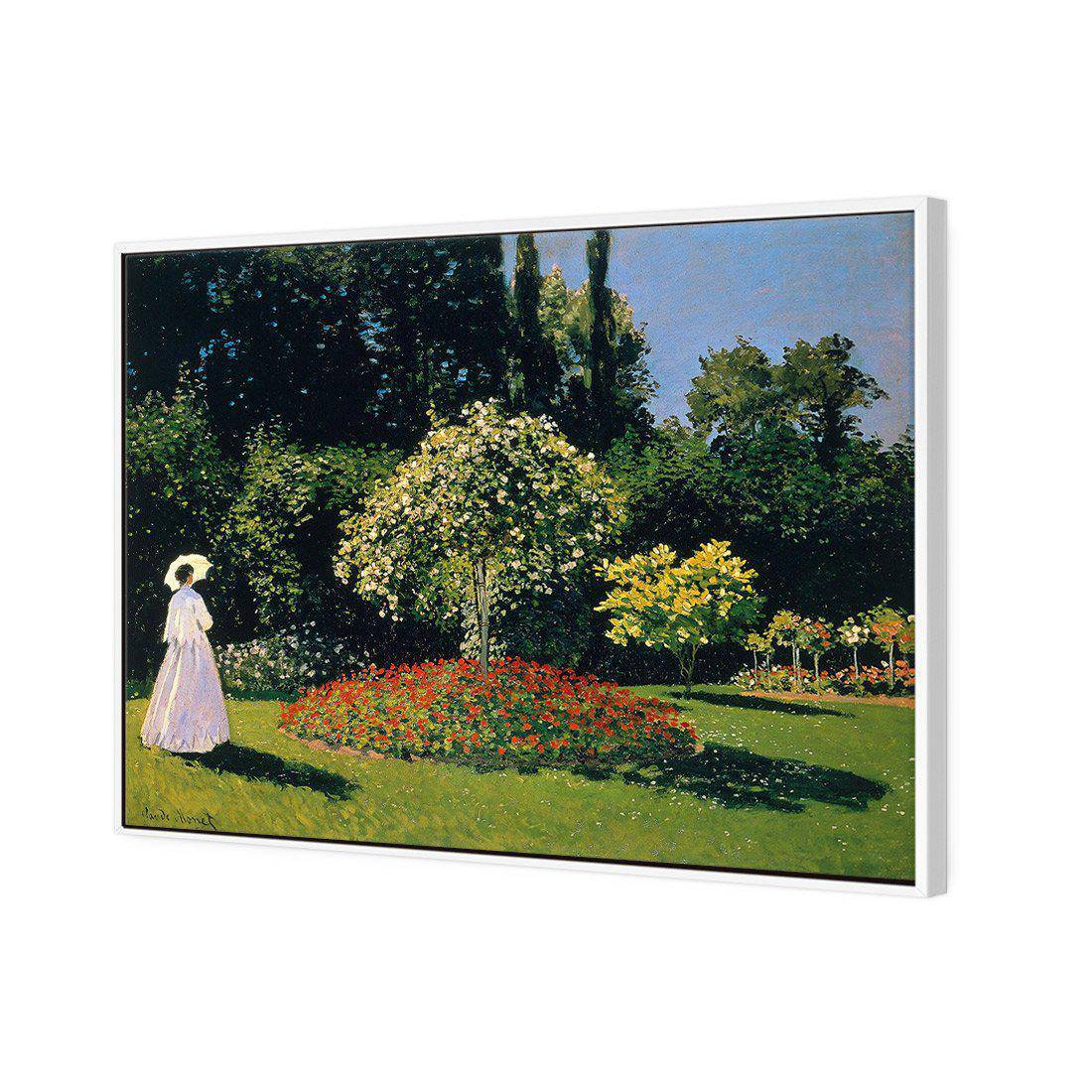 Woman In A Garden - Monet Canvas Art-Canvas-Wall Art Designs-45x30cm-Canvas - White Frame-Wall Art Designs
