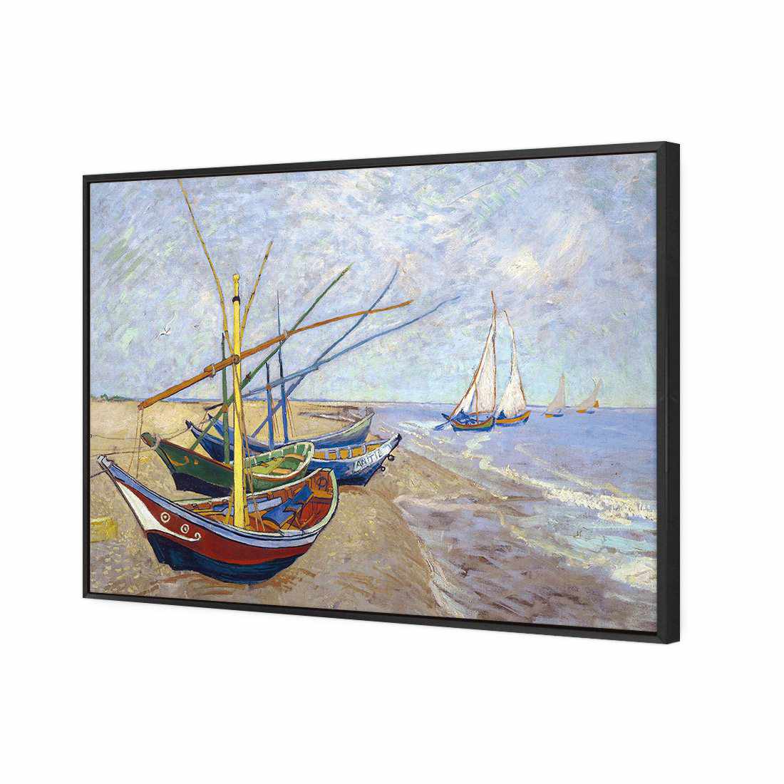 Fishing Boats - Van Gogh Canvas Art-Canvas-Wall Art Designs-45x30cm-Canvas - Black Frame-Wall Art Designs