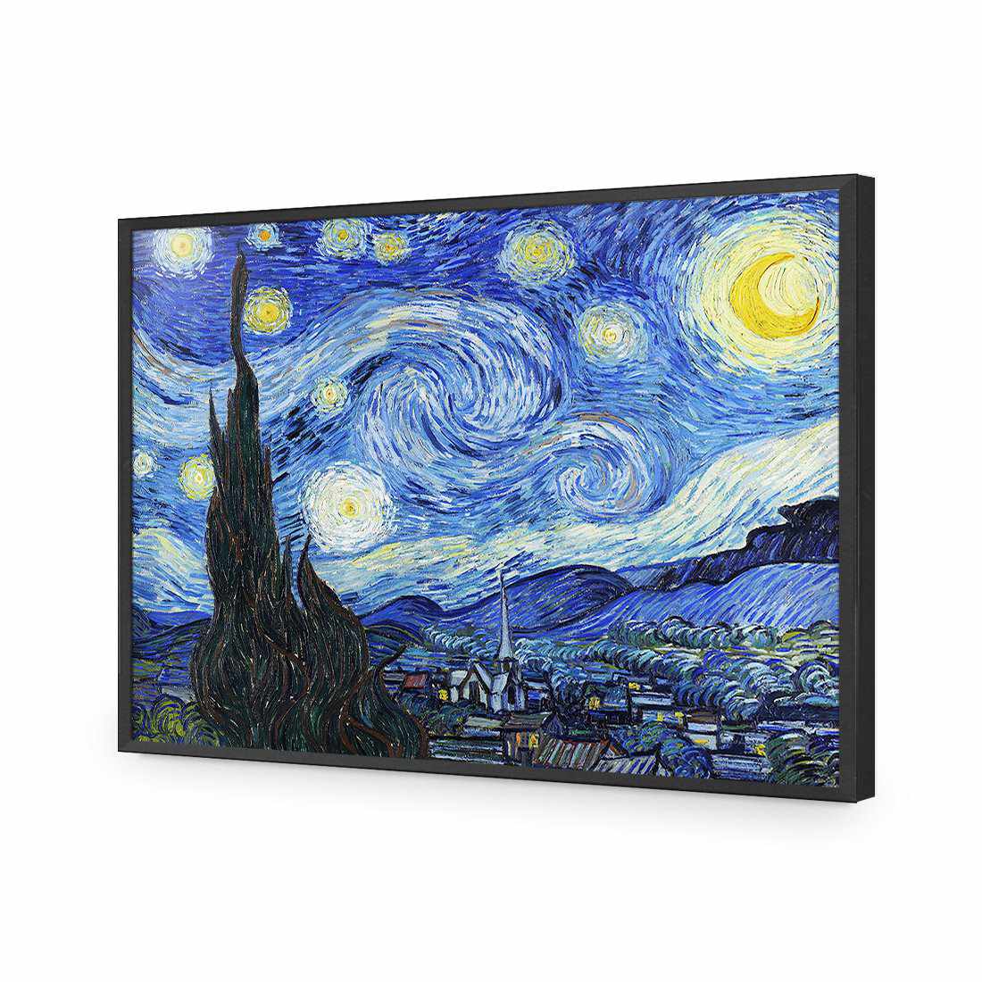 Starry Night - Van Gogh-Acrylic-Wall Art Design-Without Border-Acrylic - Black Frame-45x30cm-Wall Art Designs