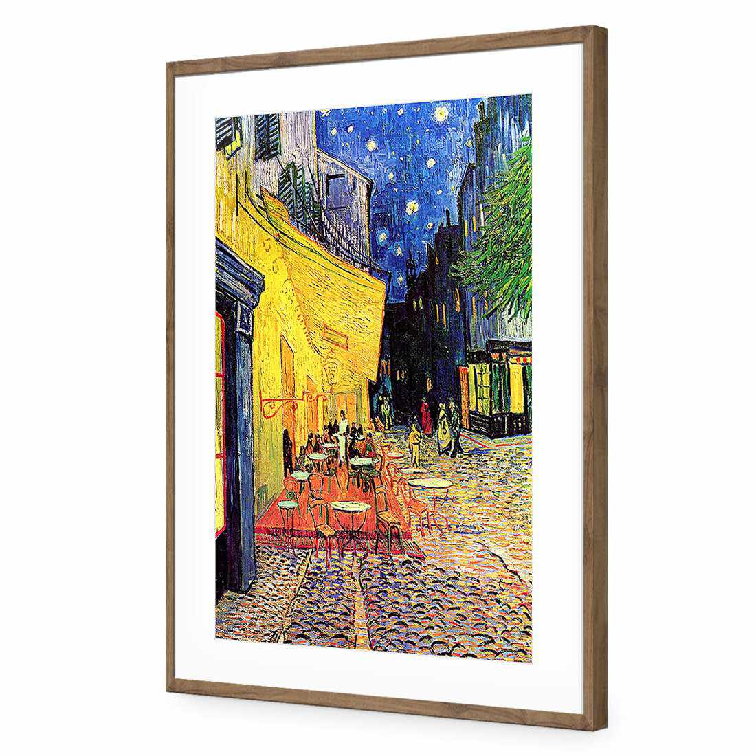 The Cafe Terrace - Van Gogh-Acrylic-Wall Art Design-With Border-Acrylic - Natural Frame-45x30cm-Wall Art Designs