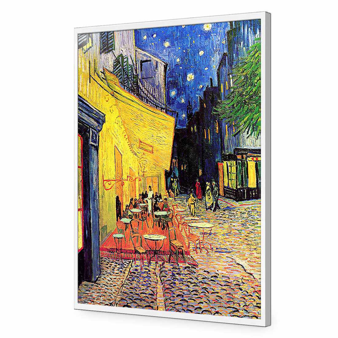 The Cafe Terrace - Van Gogh-Acrylic-Wall Art Design-Without Border-Acrylic - White Frame-45x30cm-Wall Art Designs