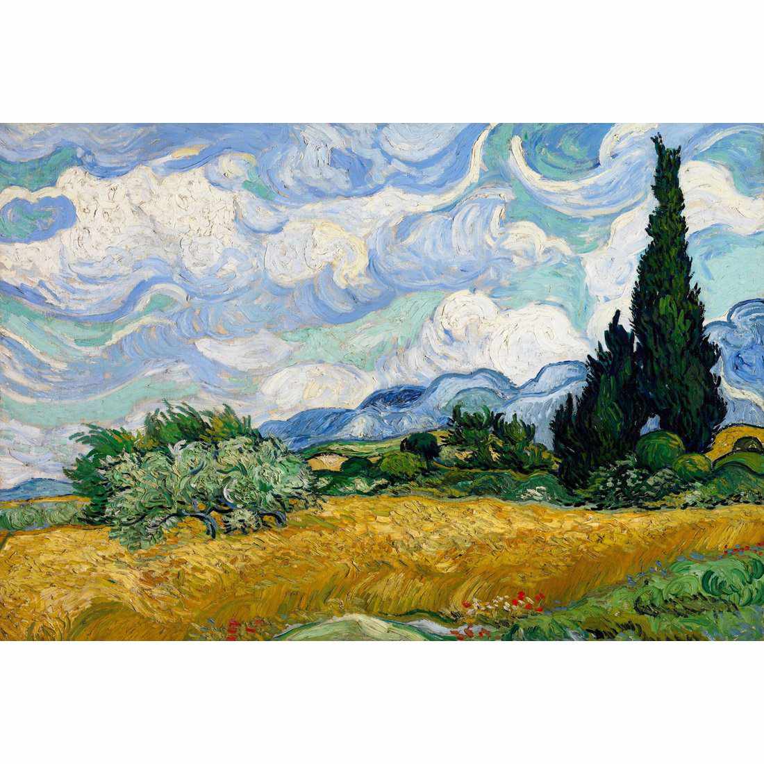Wheat Field With Cypresses - Van Gogh-Acrylic-Wall Art Design-With Border-Acrylic - No Frame-45x30cm-Wall Art Designs