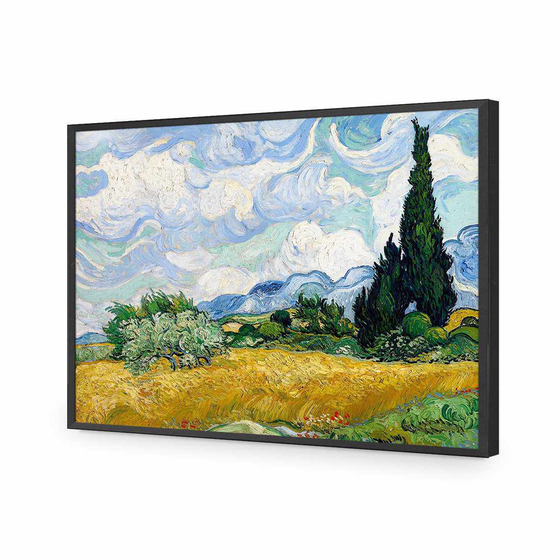 Wheat Field With Cypresses - Van Gogh-Acrylic-Wall Art Design-Without Border-Acrylic - Black Frame-45x30cm-Wall Art Designs