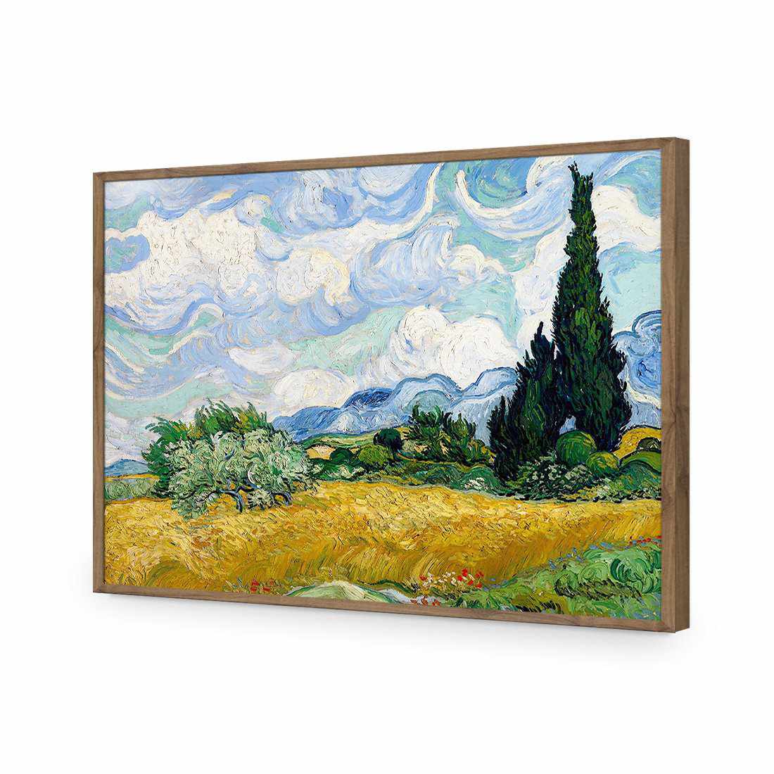 Wheat Field With Cypresses - Van Gogh-Acrylic-Wall Art Design-Without Border-Acrylic - Natural Frame-45x30cm-Wall Art Designs