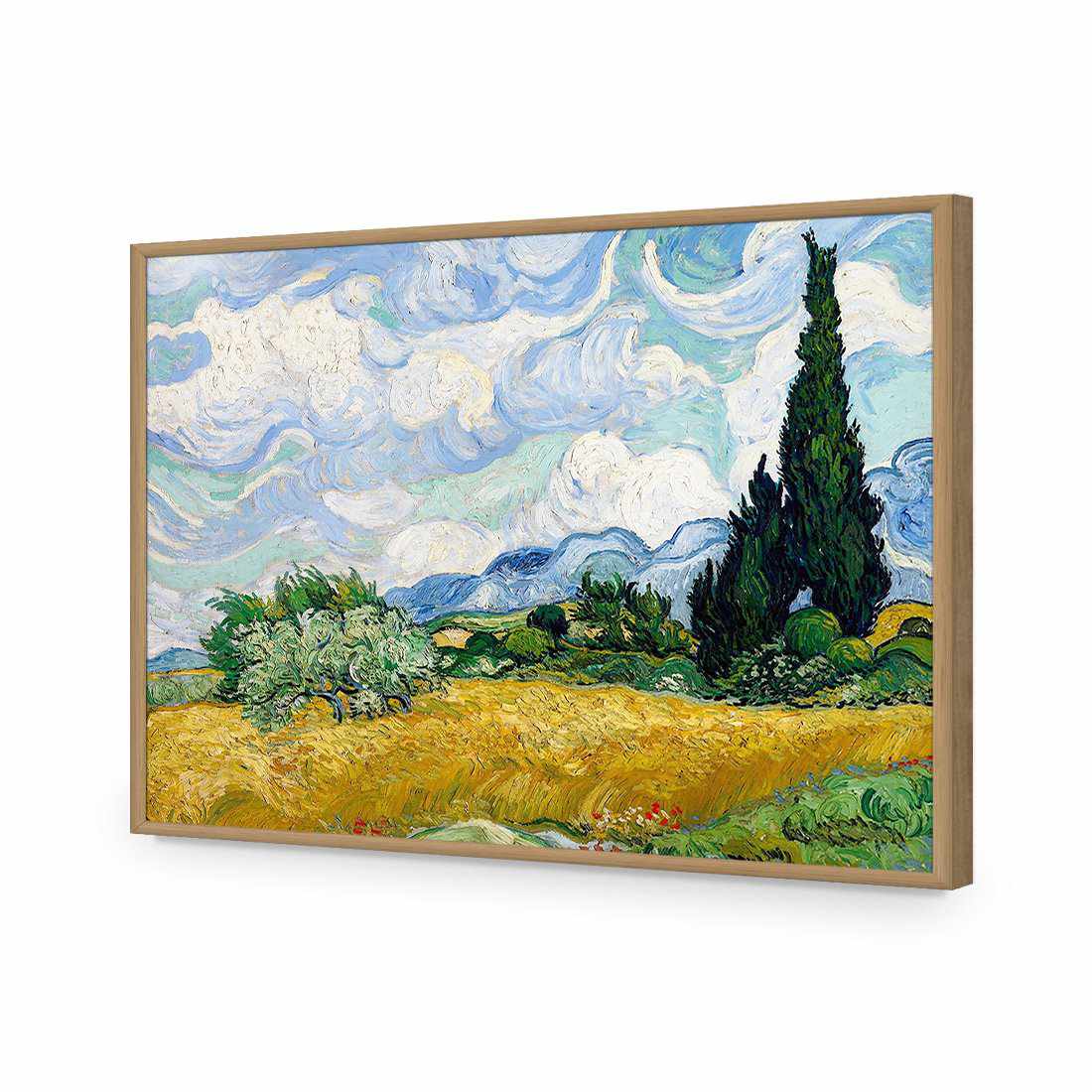 Wheat Field With Cypresses - Van Gogh-Acrylic-Wall Art Design-Without Border-Acrylic - Oak Frame-45x30cm-Wall Art Designs