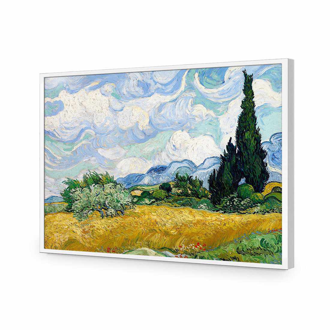 Wheat Field With Cypresses - Van Gogh-Acrylic-Wall Art Design-Without Border-Acrylic - White Frame-45x30cm-Wall Art Designs
