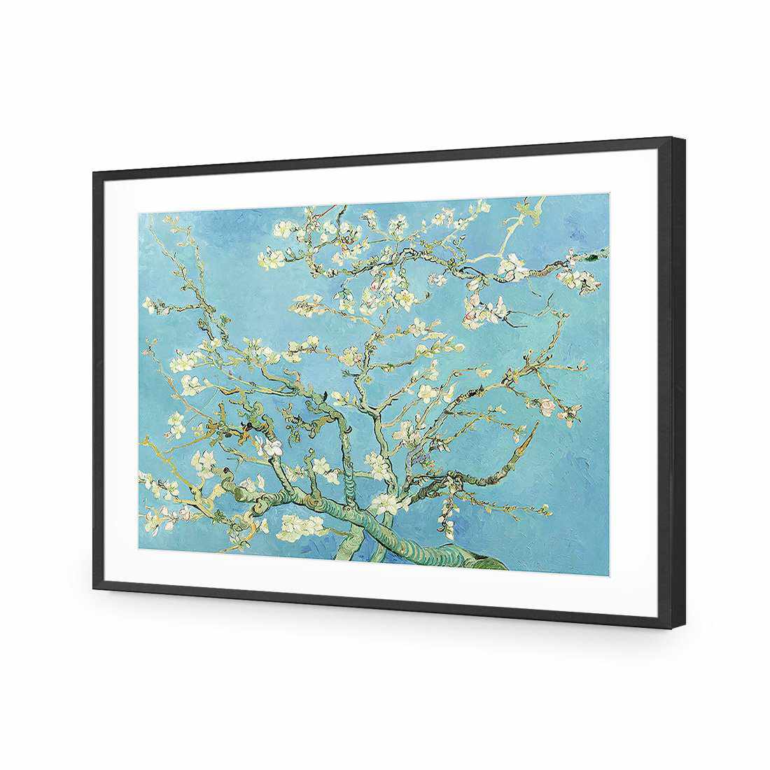Blossoming Almond Tree - Van Gogh-Acrylic-Wall Art Design-With Border-Acrylic - Black Frame-45x30cm-Wall Art Designs