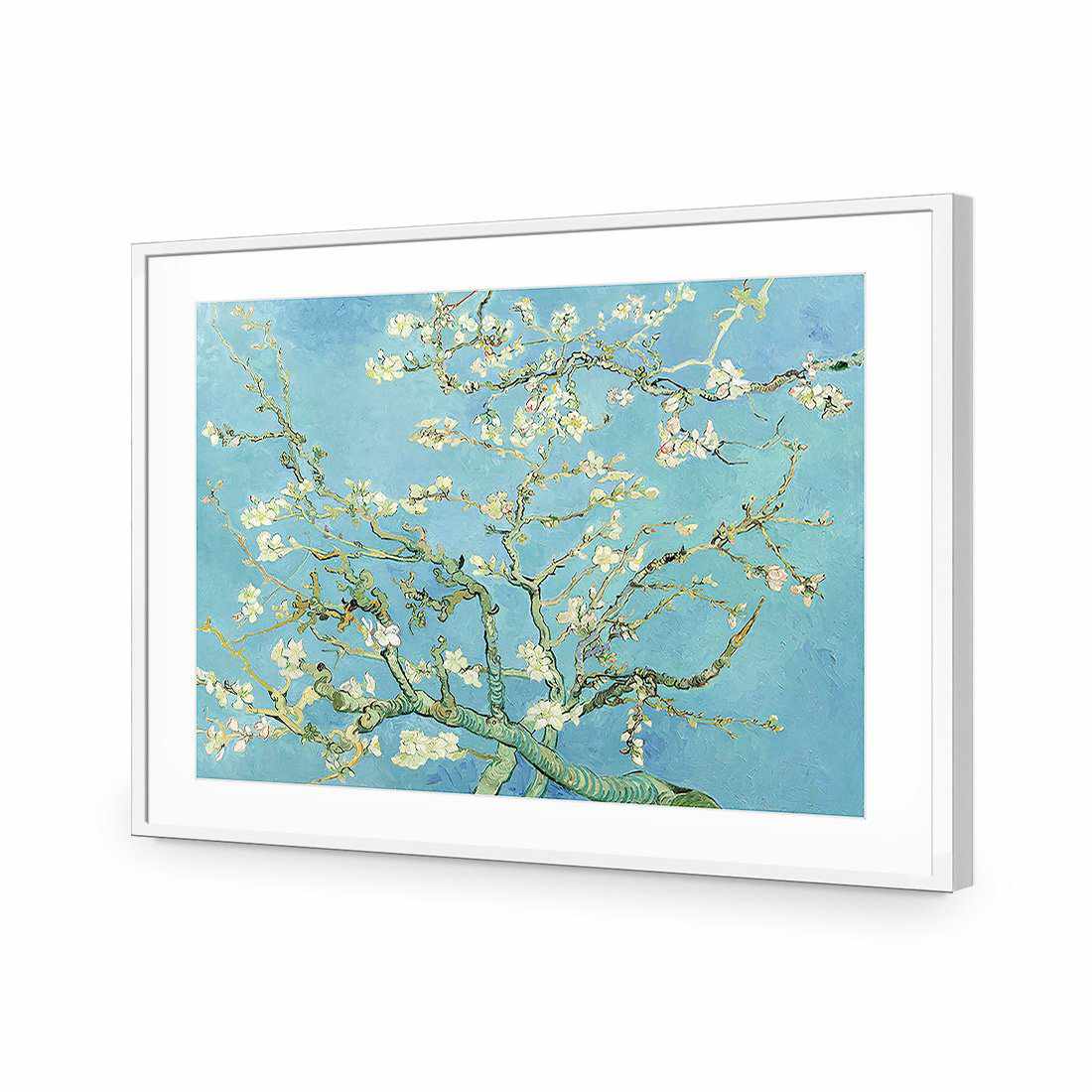 Blossoming Almond Tree - Van Gogh-Acrylic-Wall Art Design-With Border-Acrylic - White Frame-45x30cm-Wall Art Designs