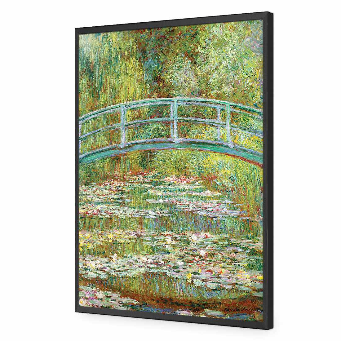 Bridge Over Rose Pond - Monet-Acrylic-Wall Art Design-Without Border-Acrylic - Black Frame-45x30cm-Wall Art Designs