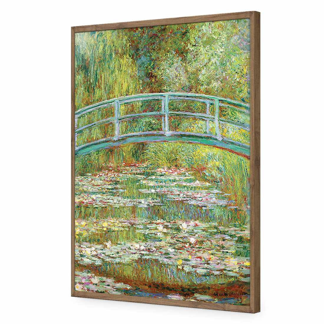 Bridge Over Rose Pond - Monet-Acrylic-Wall Art Design-Without Border-Acrylic - Natural Frame-45x30cm-Wall Art Designs