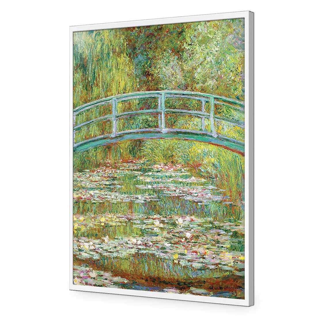 Bridge Over Rose Pond - Monet-Acrylic-Wall Art Design-Without Border-Acrylic - White Frame-45x30cm-Wall Art Designs