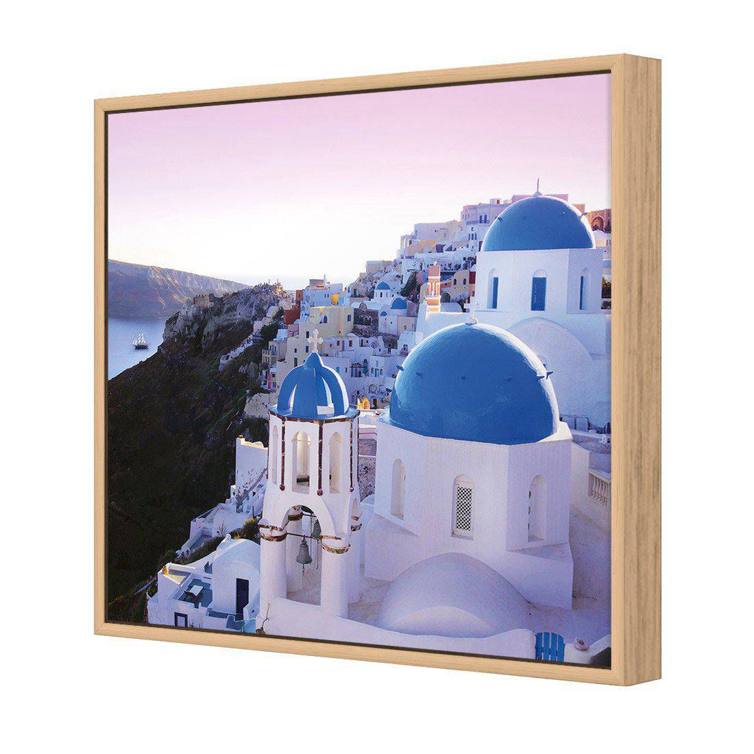 Sunrise In Santorini | Classic Canvas | Floating Frame | Oak
