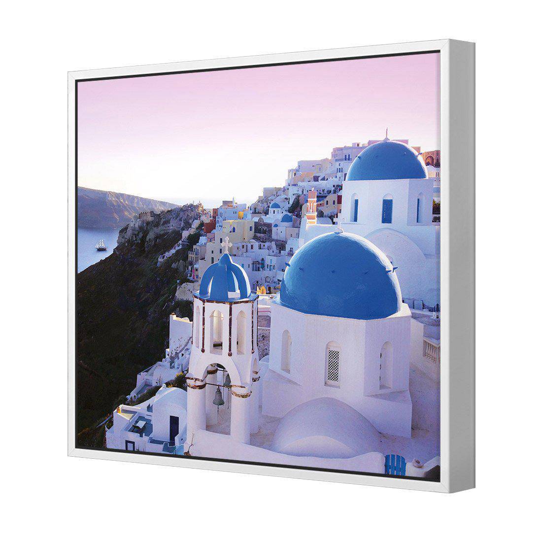 Sunrise In Santorini | Classic Canvas | Floating Frame | White
