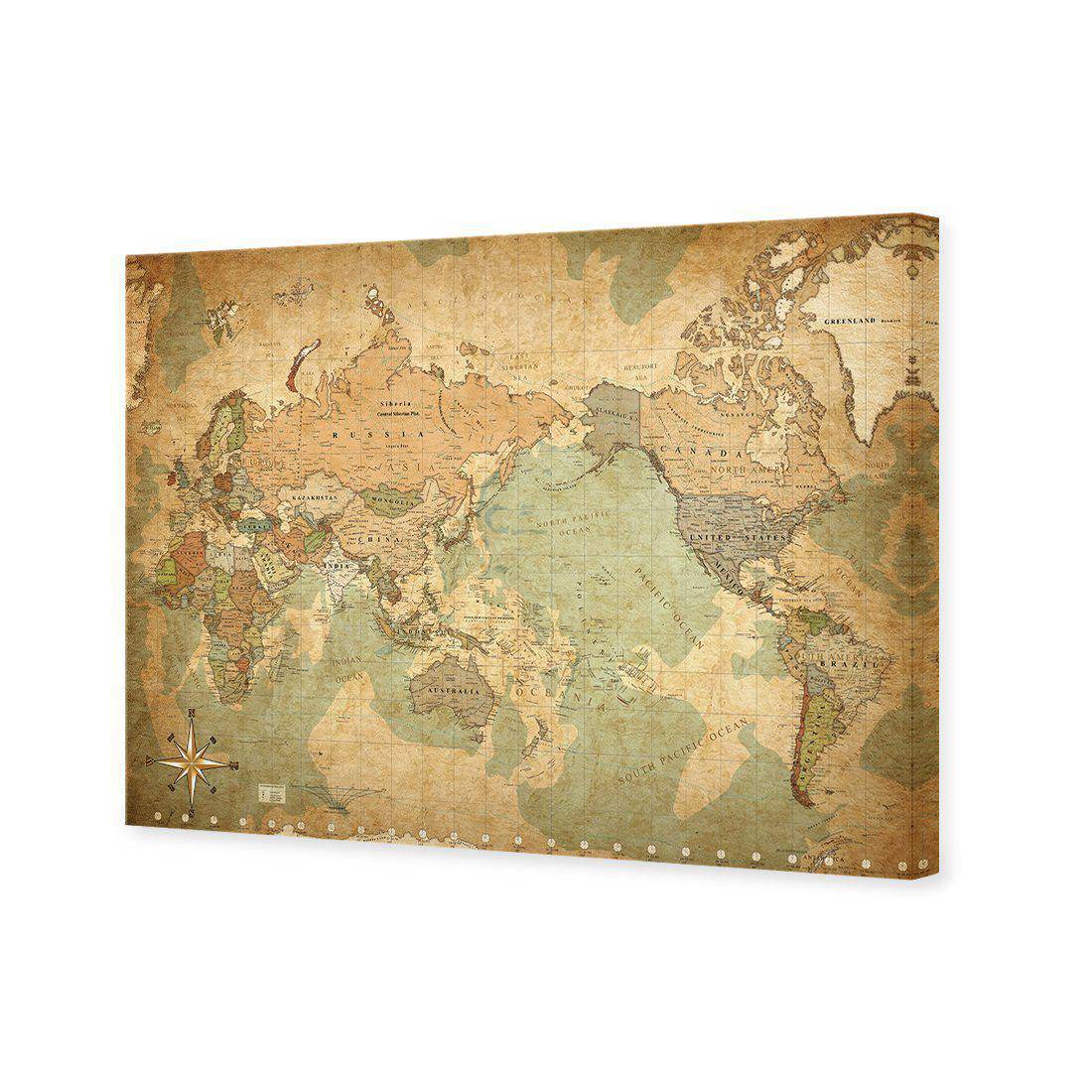 Antique World Map Canvas Art-Canvas-Wall Art Designs-45x30cm-Canvas - No Frame-Wall Art Designs