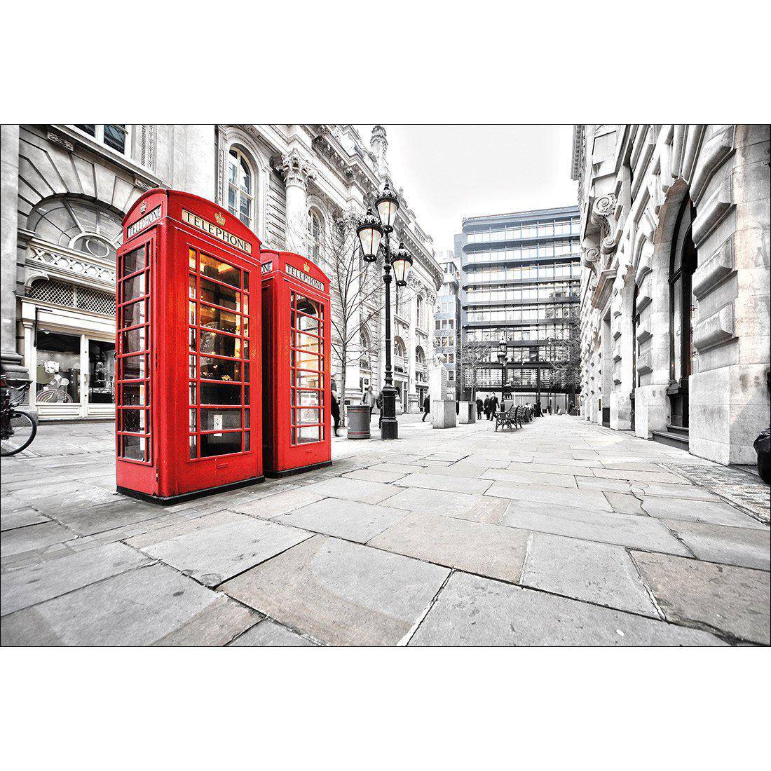 London Red Phone Booths Canvas Art-Canvas-Wall Art Designs-45x30cm-Canvas - No Frame-Wall Art Designs