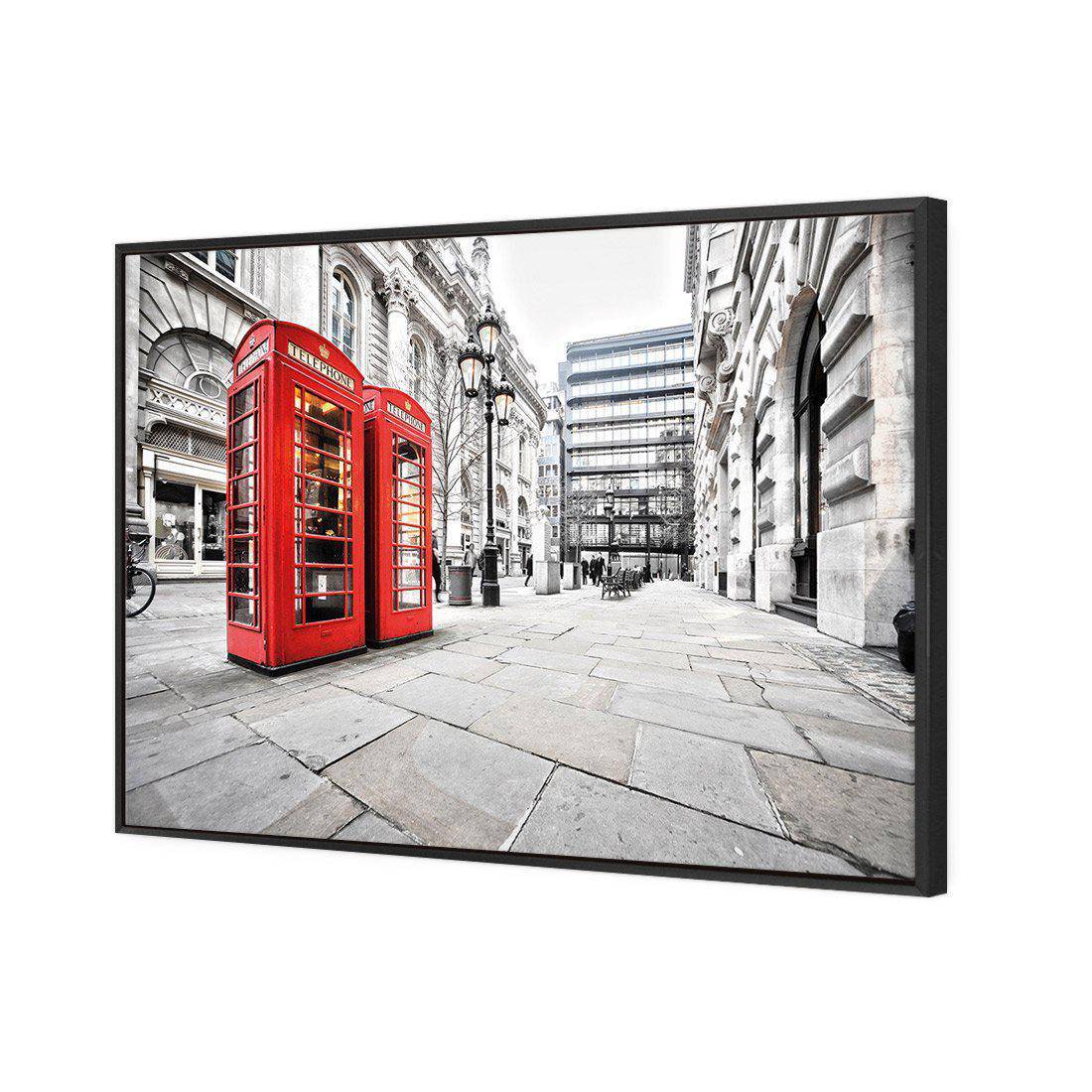 London Red Phone Booths Canvas Art-Canvas-Wall Art Designs-45x30cm-Canvas - Black Frame-Wall Art Designs
