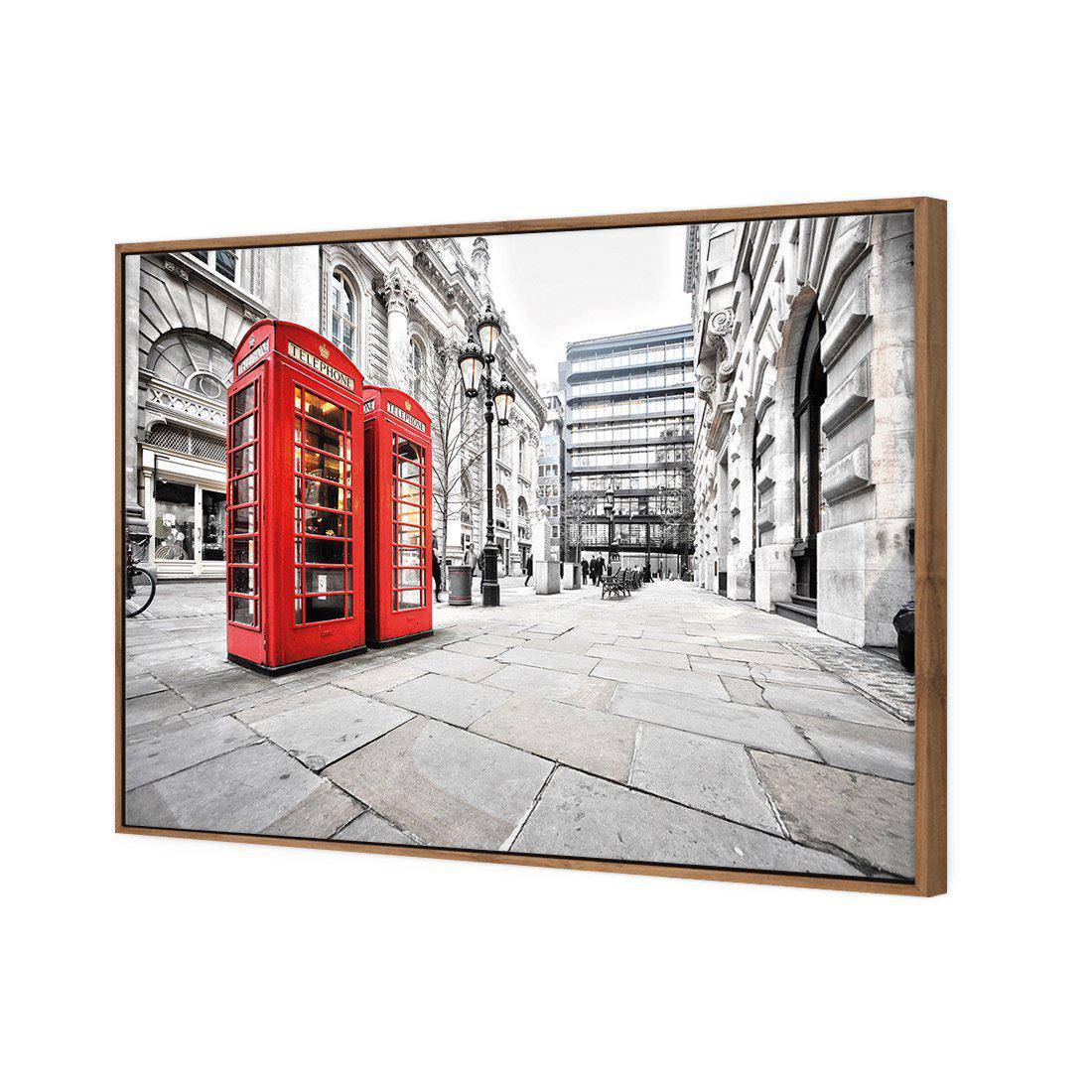 London Red Phone Booths Canvas Art-Canvas-Wall Art Designs-45x30cm-Canvas - Natural Frame-Wall Art Designs