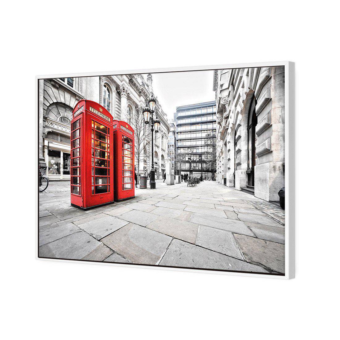 London Red Phone Booths Canvas Art-Canvas-Wall Art Designs-45x30cm-Canvas - White Frame-Wall Art Designs