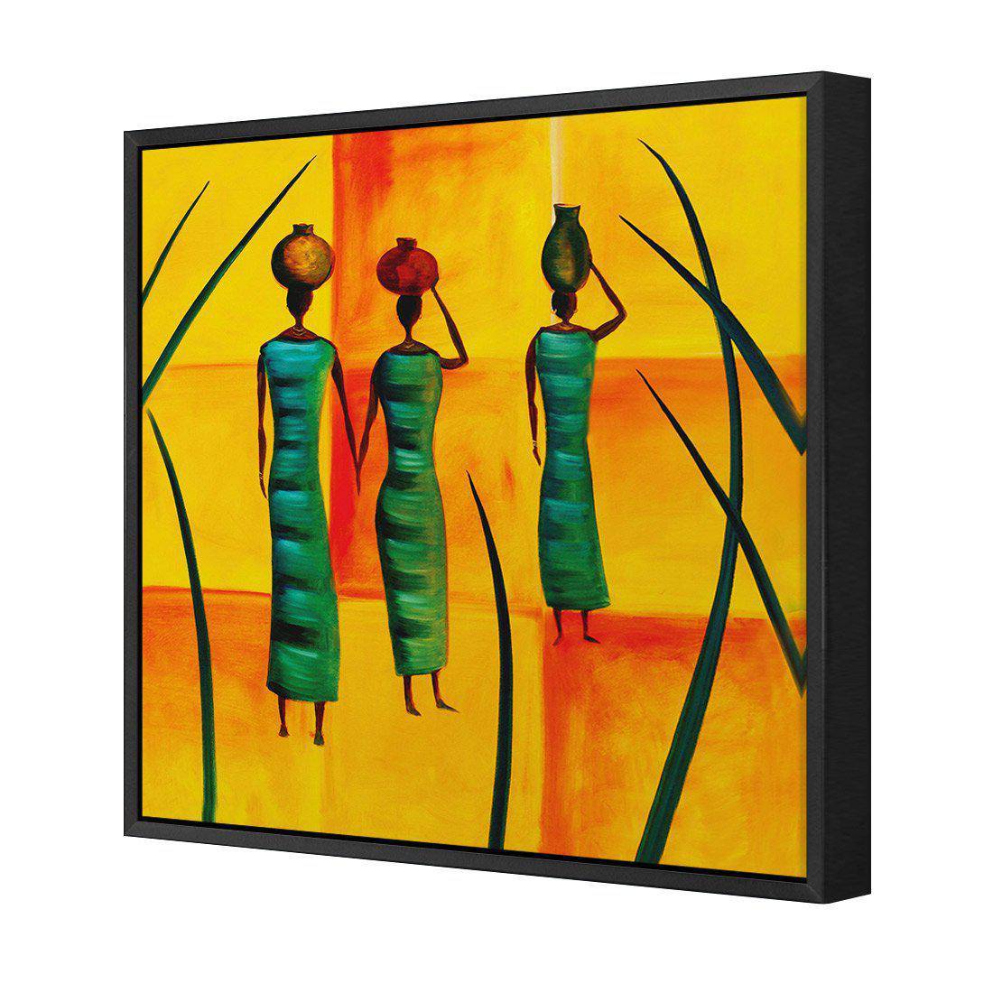 Three African Women Canvas Art-Canvas-Wall Art Designs-30x30cm-Canvas - Black Frame-Wall Art Designs