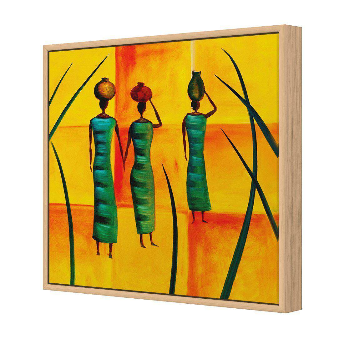 Three African Women Canvas Art-Canvas-Wall Art Designs-30x30cm-Canvas - Oak Frame-Wall Art Designs