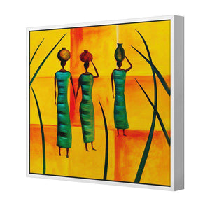 Three African Women | Standard Canvas | Floating Frame | White