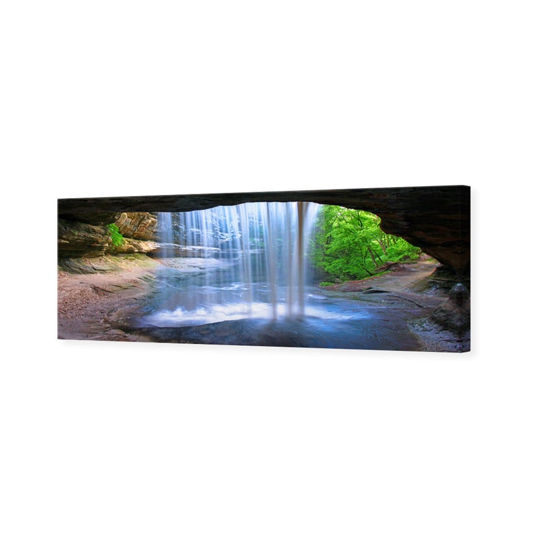 Waterfall Cave Canvas Art-Canvas-Wall Art Designs-60x20cm-Canvas - No Frame-Wall Art Designs