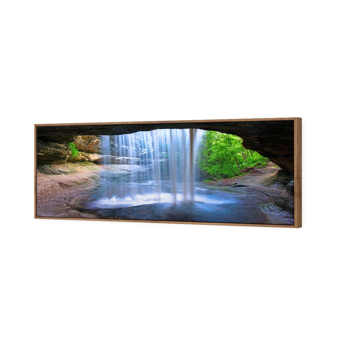 Waterfall Cave Canvas Art-Canvas-Wall Art Designs-60x20cm-Canvas - Natural Frame-Wall Art Designs