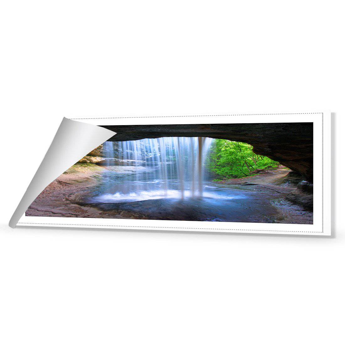 Waterfall Cave Canvas Art-Canvas-Wall Art Designs-60x20cm-Rolled Canvas-Wall Art Designs