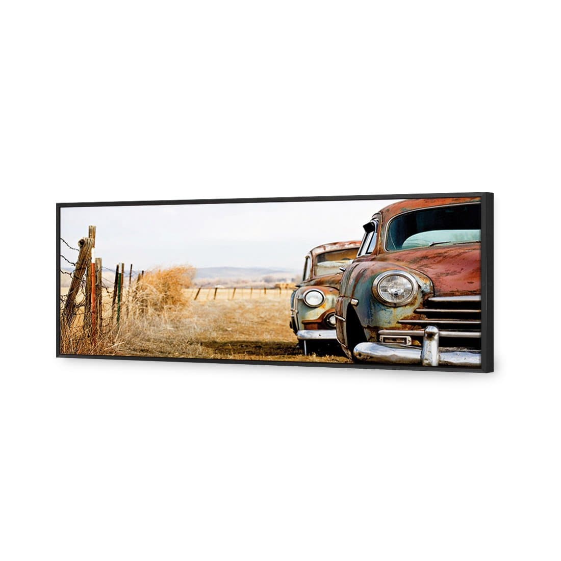 Rusty Cars Canvas Art-Canvas-Wall Art Designs-60x20cm-Canvas - Black Frame-Wall Art Designs