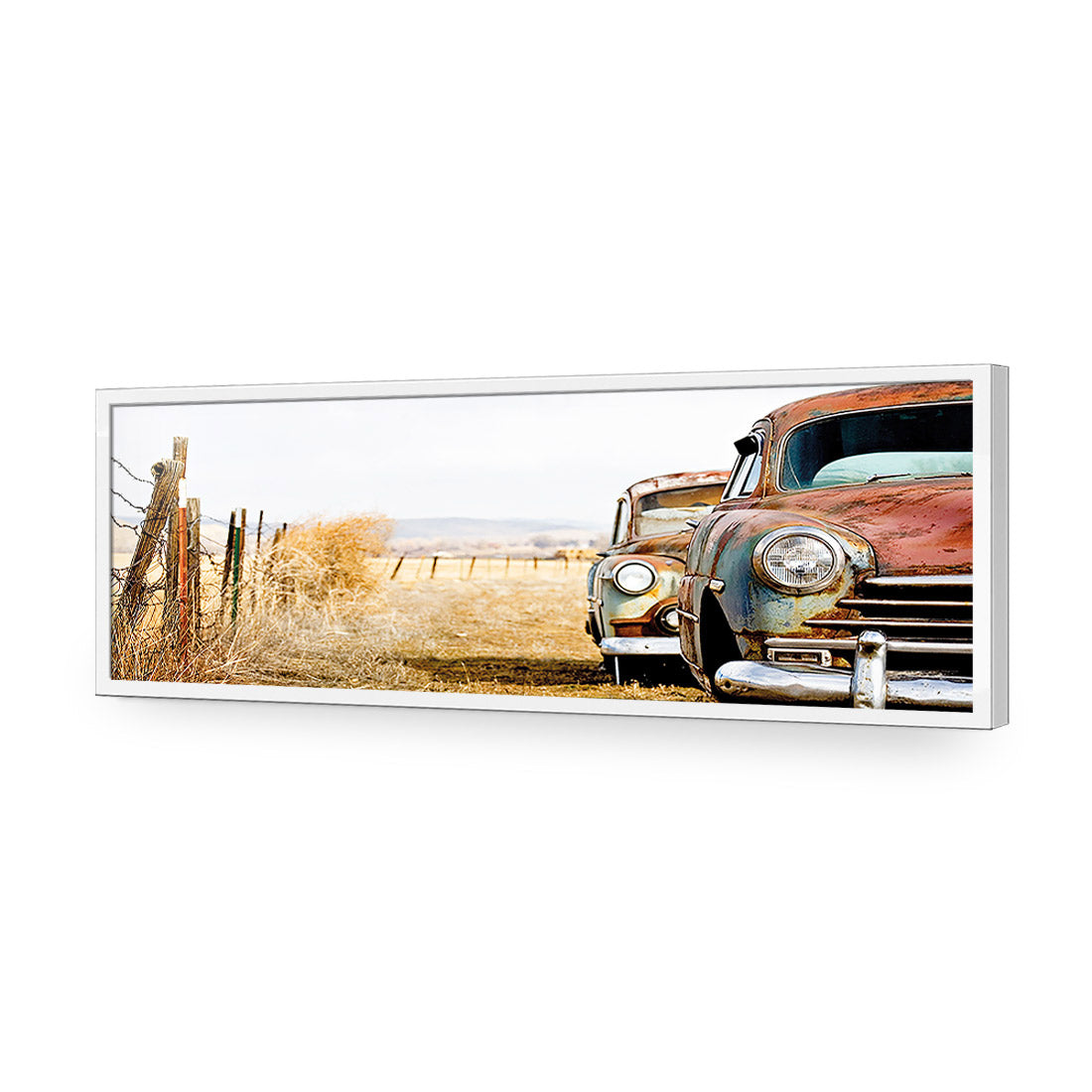 Rusty Cars, Long | Standard Acrylic | Flat Frame No Border | White