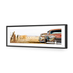 Rusty Cars, Long | Standard Acrylic | Flat Frame With Border | Black