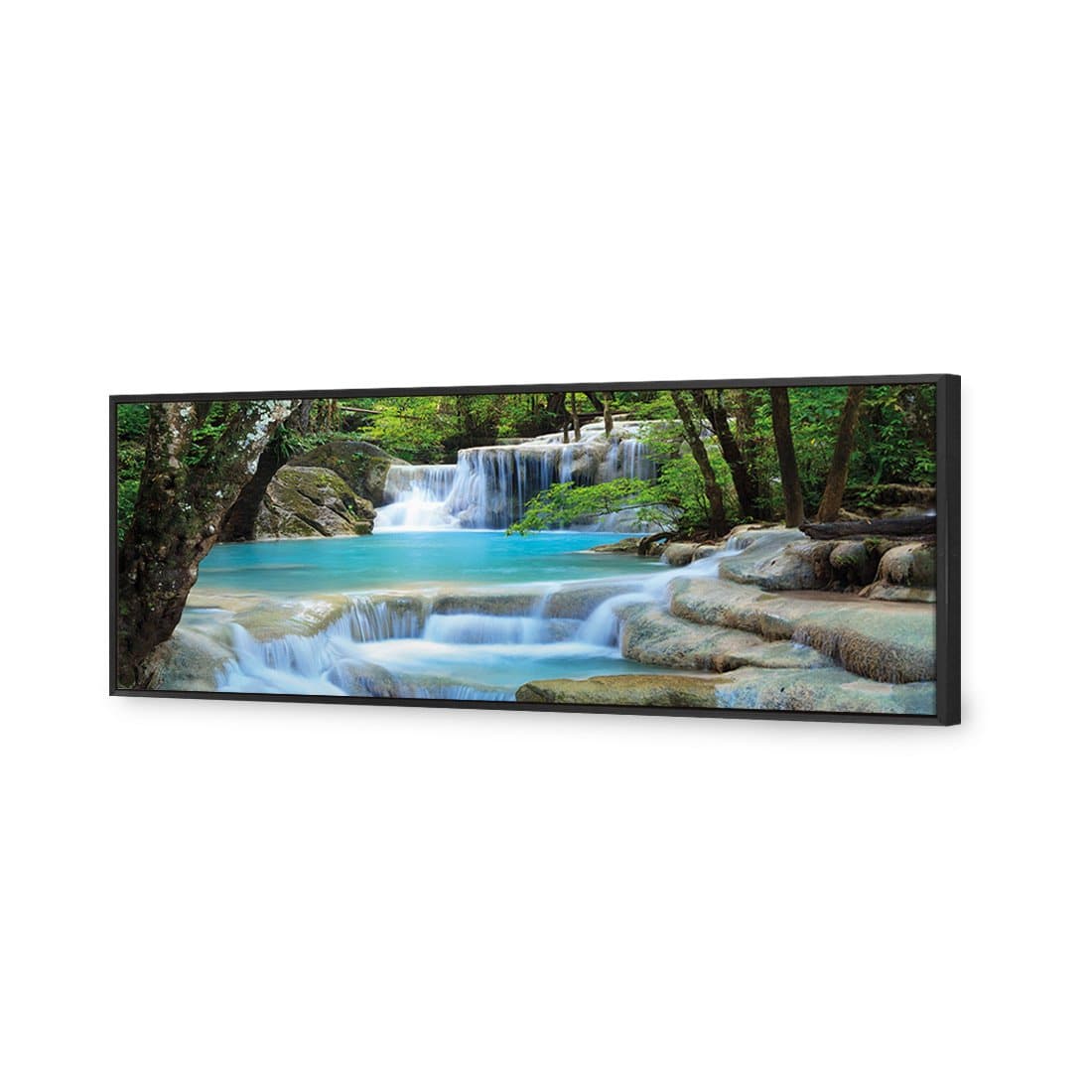 Soft Waterfalls Canvas Art-Canvas-Wall Art Designs-60x20cm-Canvas - Black Frame-Wall Art Designs