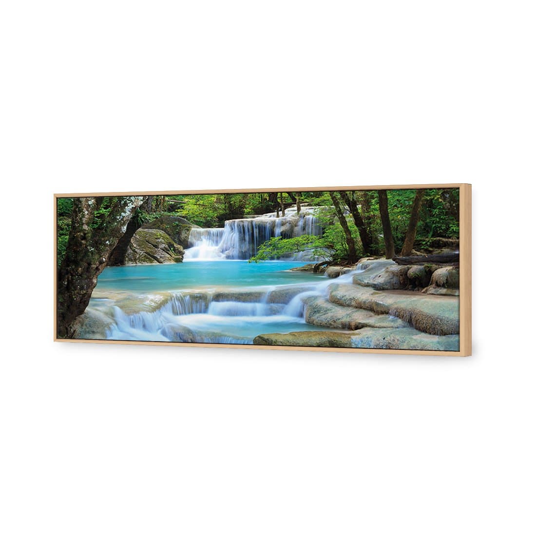 Soft Waterfalls Canvas Art-Canvas-Wall Art Designs-60x20cm-Canvas - Oak Frame-Wall Art Designs