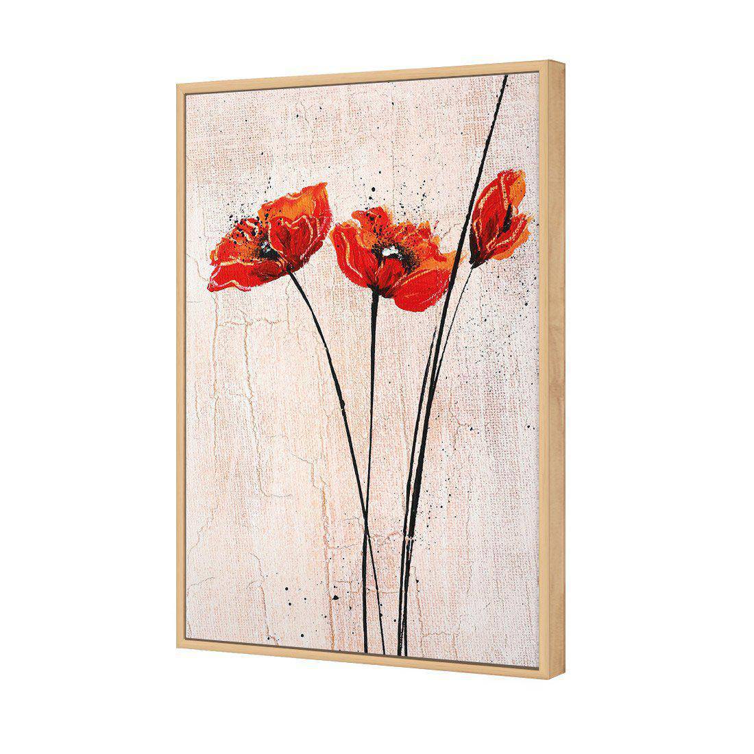 Tall Poppies Oak Frame Canvas Print