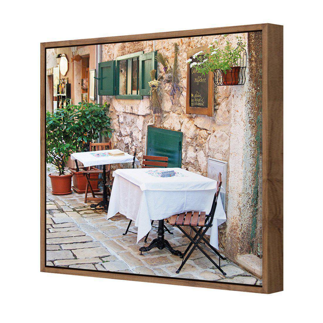 Street Café, Square | Standard Canvas | Floating Frame | Natural
